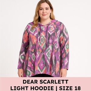 Dear Scarlett Hooded Tunic — Aztec/Ikat Print (Size 18) - Plus Size - Purple